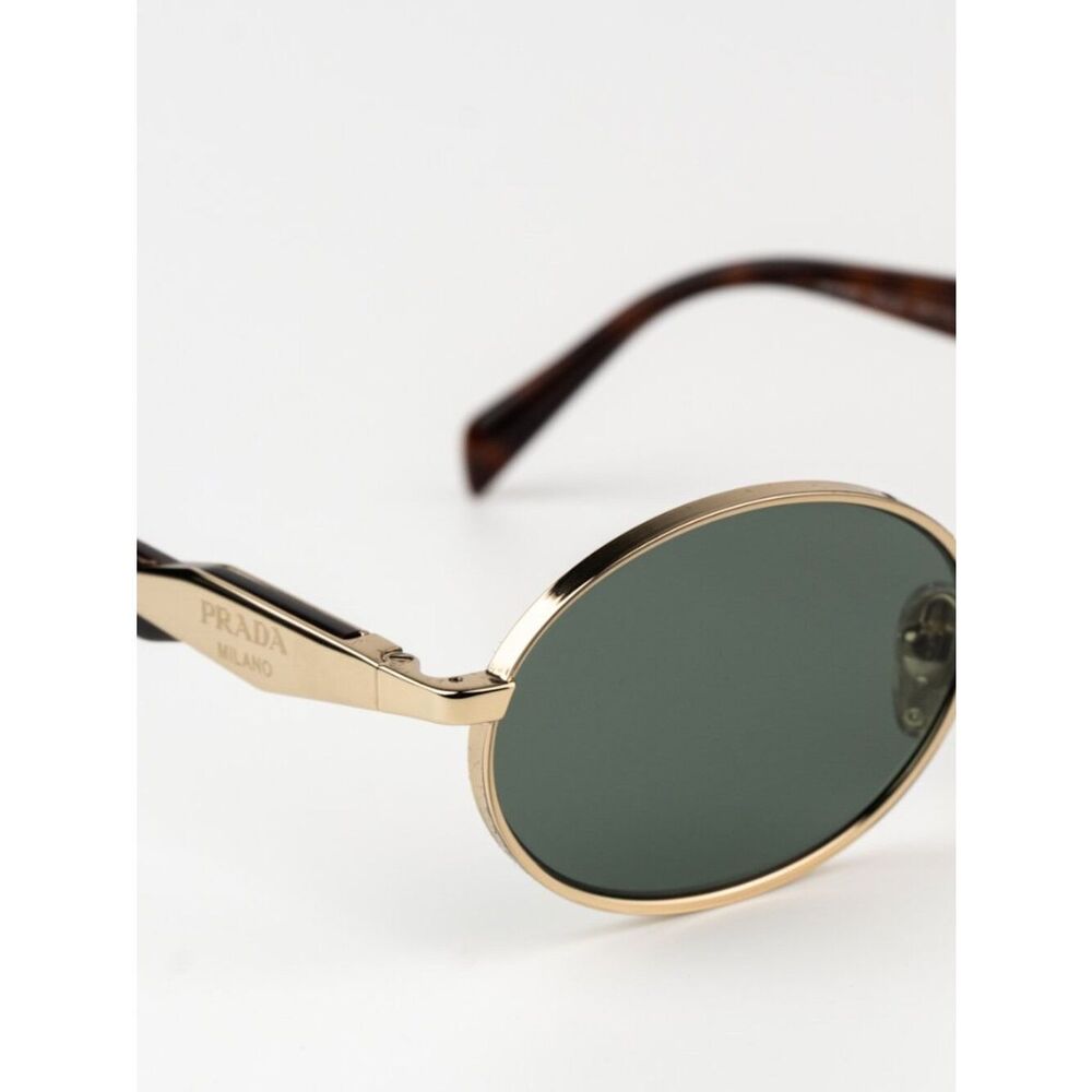 NEW Prada PR65ZS ZVN70L Pale Gold Dark Green Oval Metal Unisex Sunglasses - Picture 6 of 13